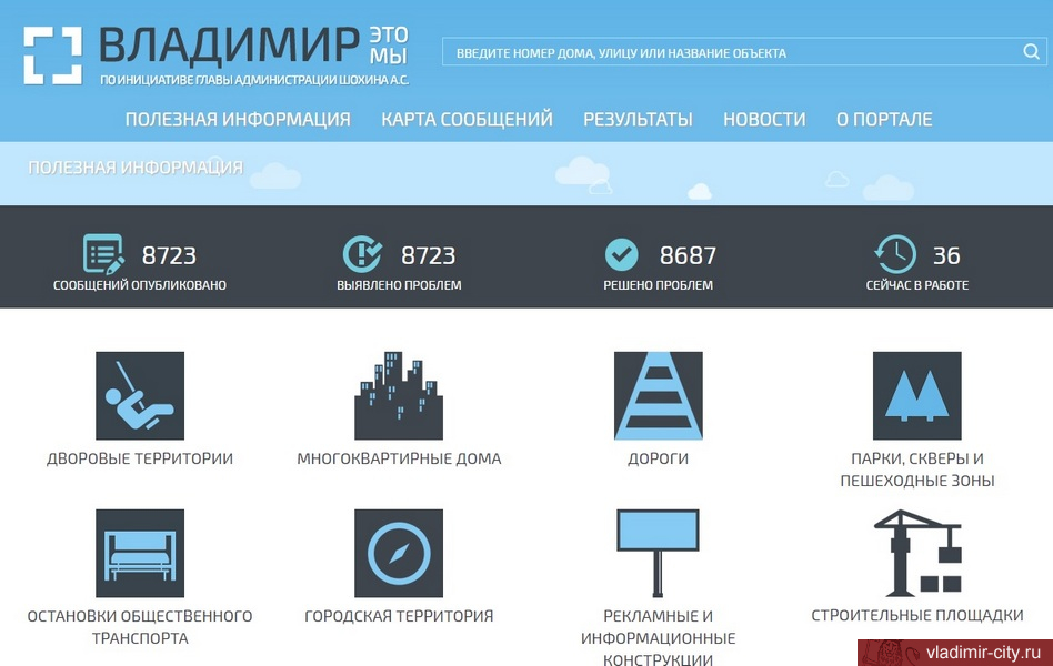 Благодаря интернет-порталу «Владимир - это мы» мэрия исполнила почти 9000 заявок жителей